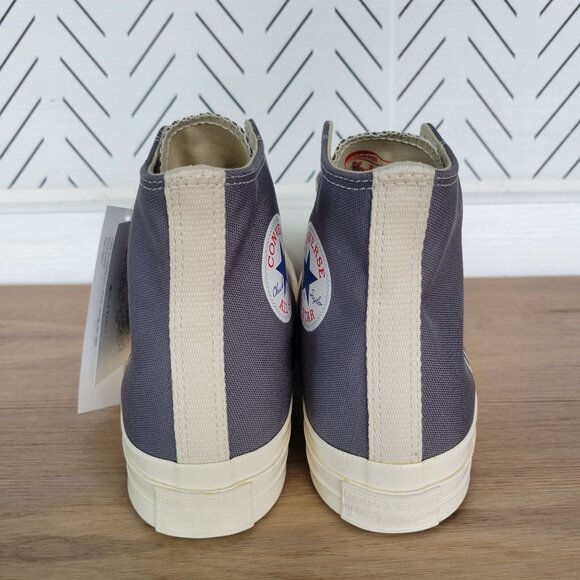 Comme Des Garçons Play Hearts Converse Chuck 70 Hi Women Shoes 10.5 Gray 171847C - Picture 6 of 11